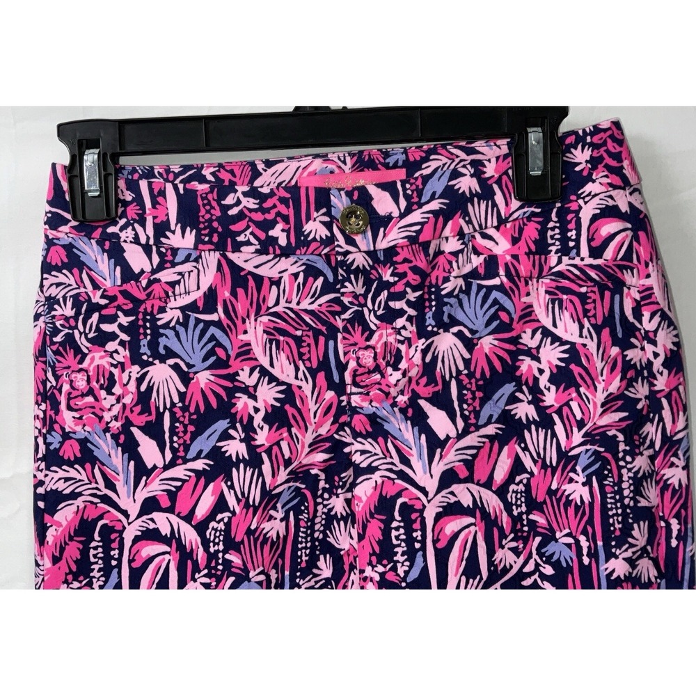 NWT Women's Lilly Pulitzer Kelly Skinny Ankle Pants Pink Palm Swing Of Things 00 - Picture 2 of 7